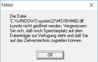 Fehlermeldung whrend Installation